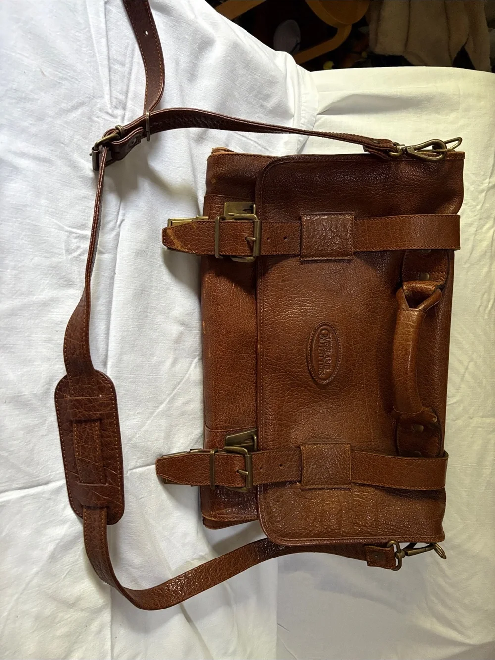 Brown Leather Travel Holdall Bag